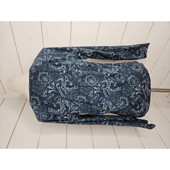 Talbots large blue paisley long sleeve dressy tee shirt - Picture 3 of 5